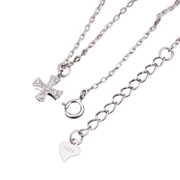 14K Gold Cross • White Gold Cross Crystal • Cross • Dainty Necklace • Si… - Picture 4 of 8